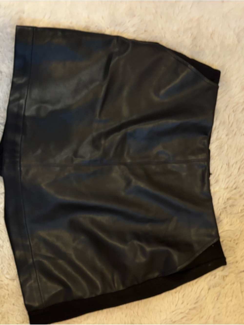 CAbi Black Faux Leather A-Line Skirt